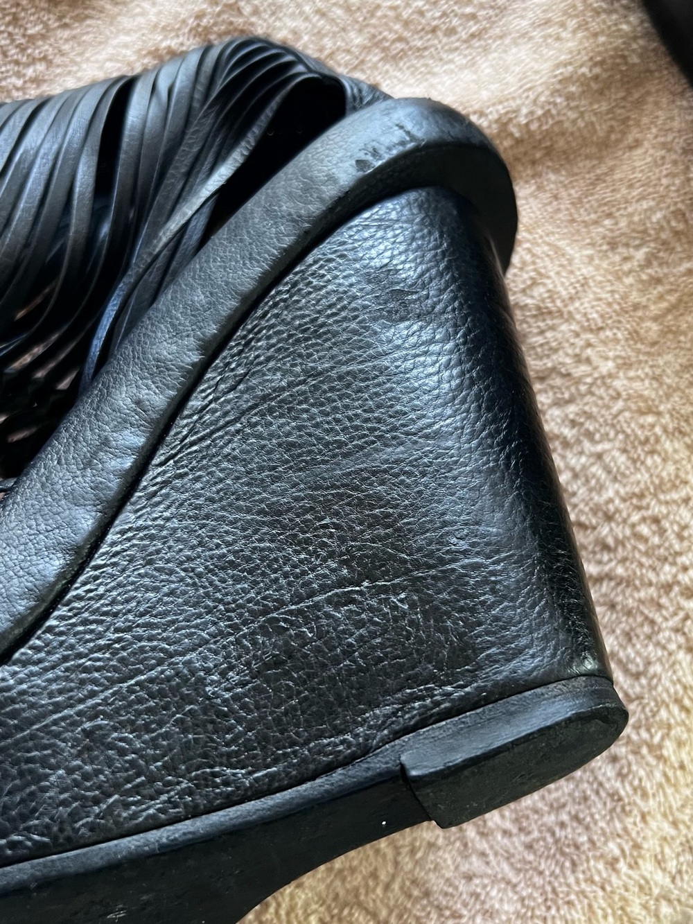 Ann Demeulemeester Black Leather Gladiator Wedge Sandals Size 37 - Picture 16 of 16